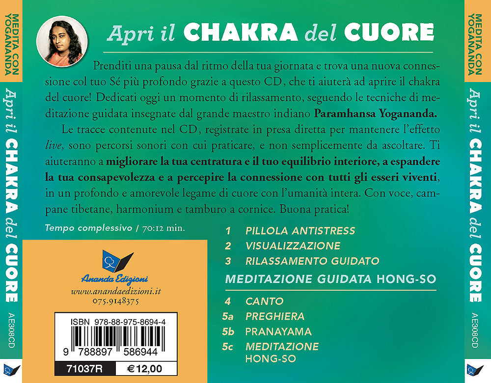 Apri il chakra del cuore - CD Medita con Yogananda. Tecniche di Yogananda e campane tibetane