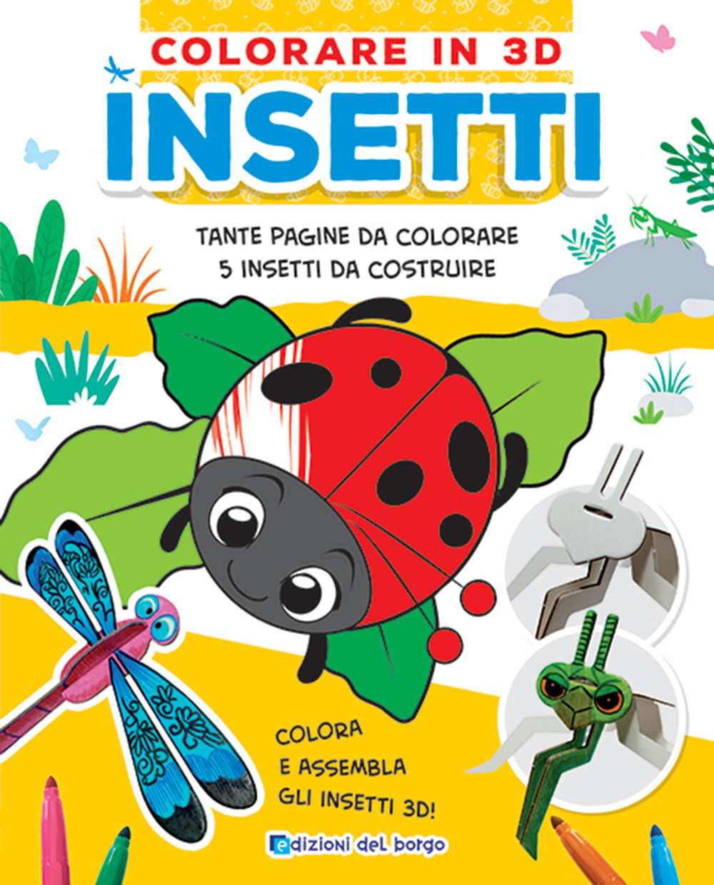 Colorare in 3D Insetti. Tante pagine da colorare - 5 insetti da costruire