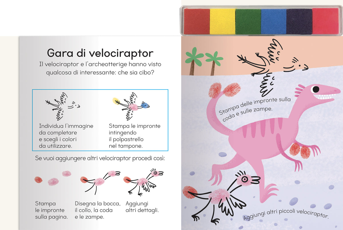 Disegna con le impronte - Dinosauri