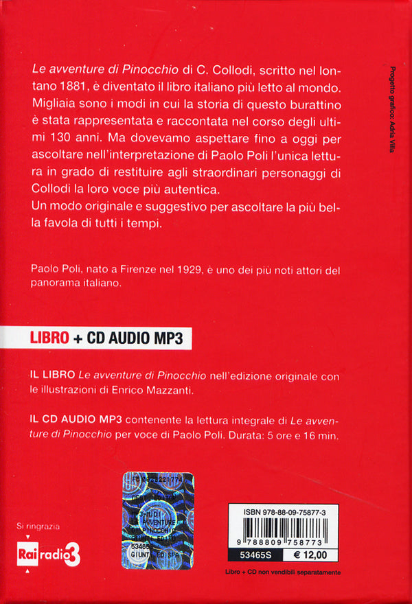 Le avventure di Pinocchio letto da Paolo Poli + CD. Storia di un burattino (ill. Mazzanti) - Audiolibro