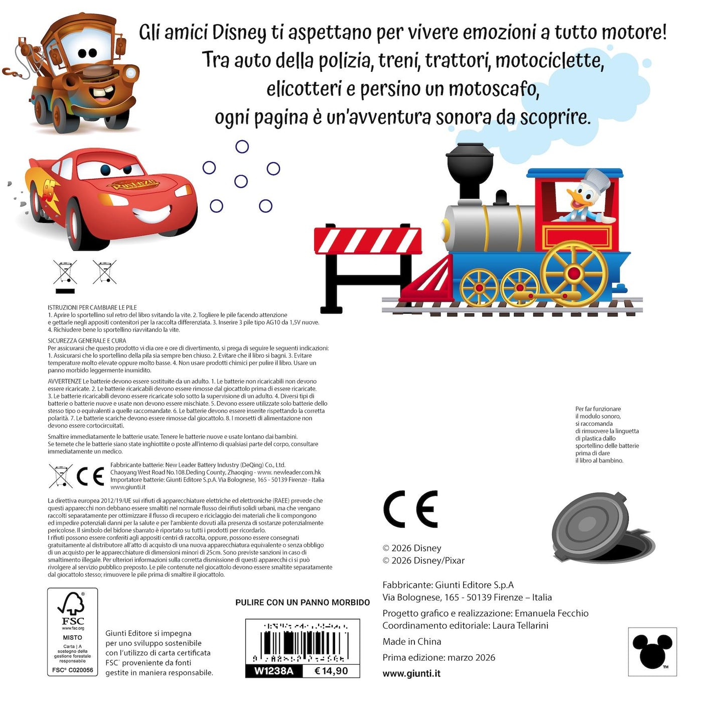 Disney Motori sonori Libro sonoro Premi e ascolta