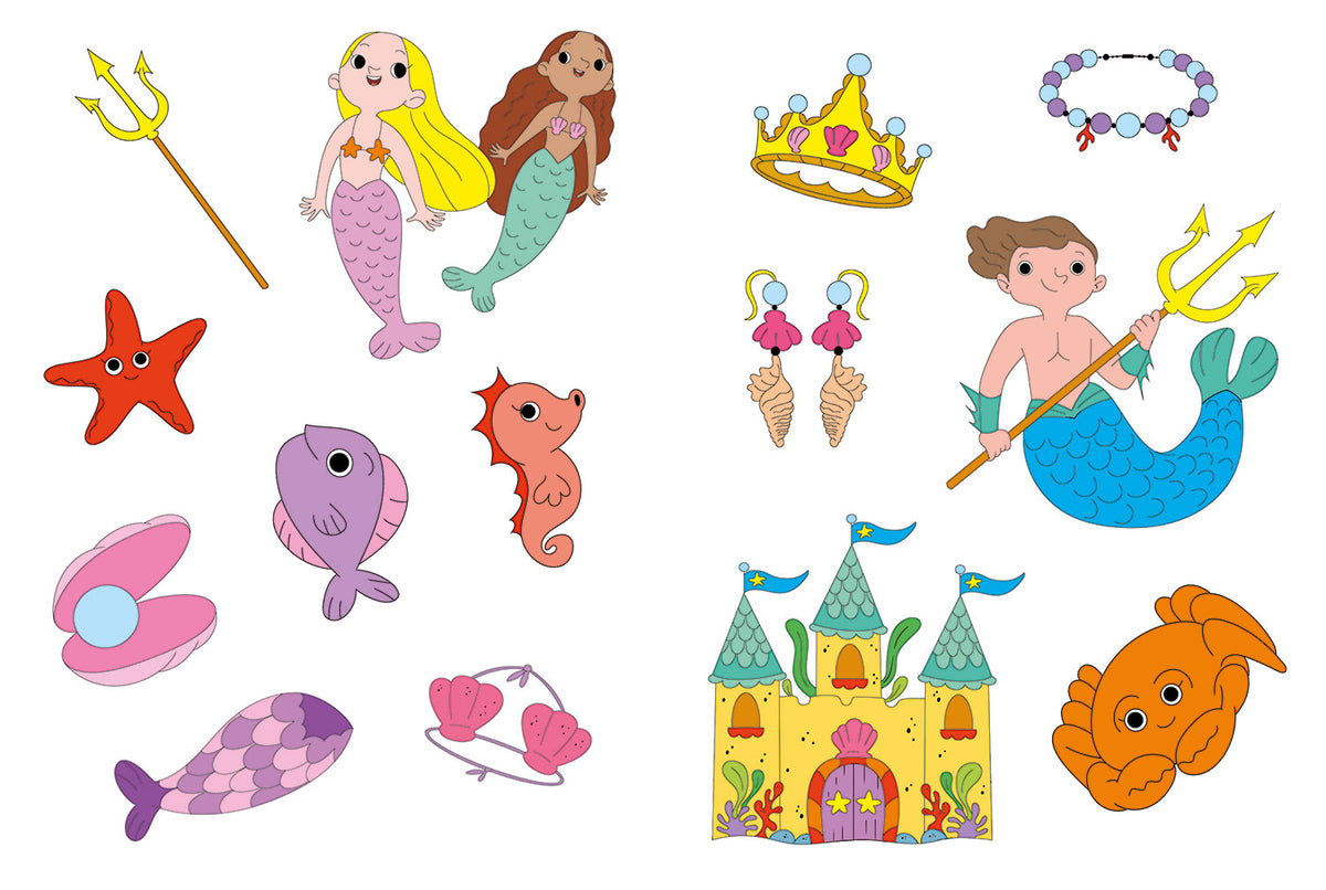 Colora e gioca con le sirene. Con stickers