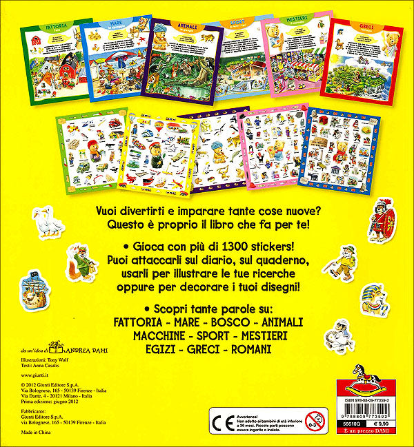 1000 stickers. Fattoria - Mare - Bosco - Animali - Macchine - Sport - Mestieri - Egizi - Greci - Romani